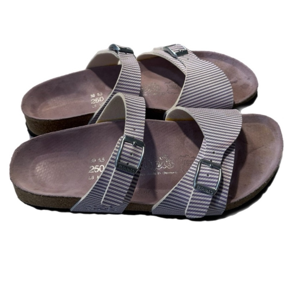 Size 8 Birkenstocks sandals lavender striped buckle